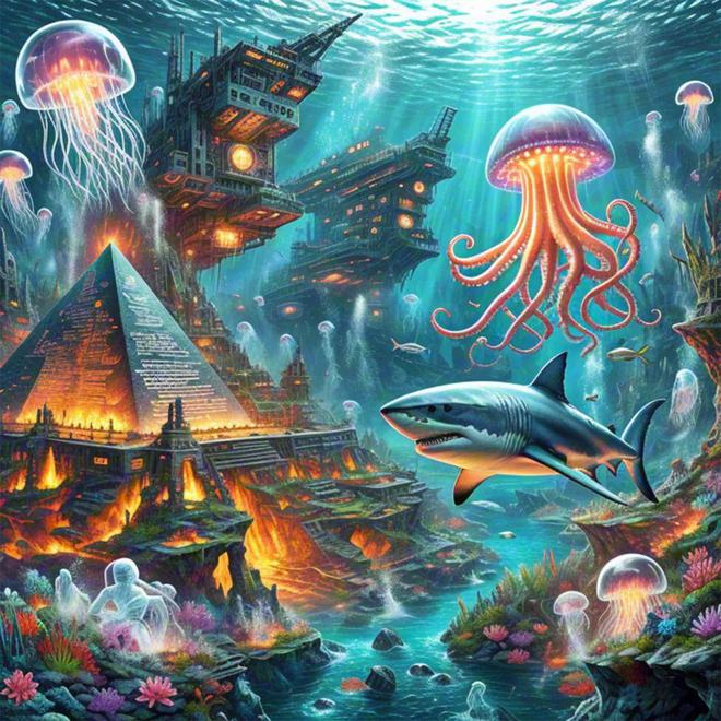 GenAI科技绘画优秀作品海底世界(图1)