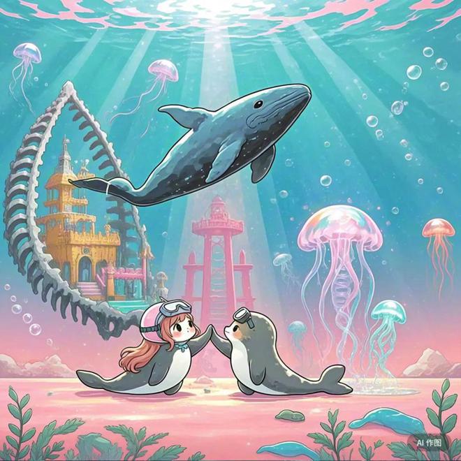 GenAI科技绘画优秀作品海底世界(图4)